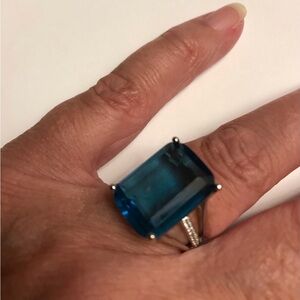 London Blue Topaz Stamped 925 Sterling Silver Ring